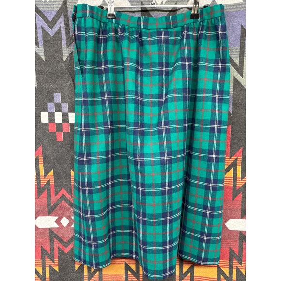 Pendleton Pencil Skirt Tartan Plaid Scottish Wool 16 Vintage Academia Green - Picture 6 of 6